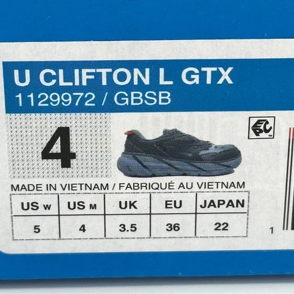 NWT Hoka Clifton Leather Gore-Tex Waterproof Unisex Goblin Stone Blue GBSB shoes